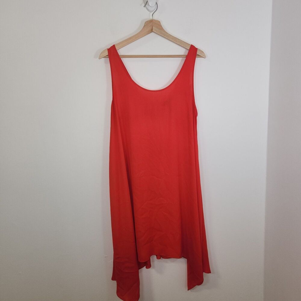 BCBGMAXAZRIA EZMI Red (Poppy) Draped Hem Tank Dress LARGE Retails $228